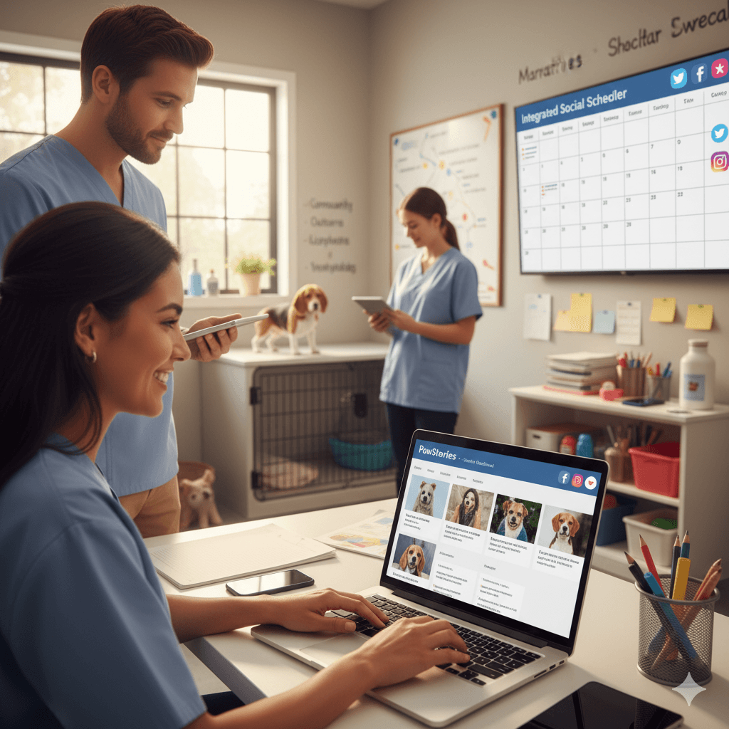 Shelter staff using tablet